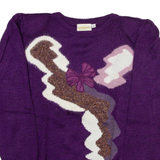 PROGRES Shoulder Pad Womens Jumper Purple Tight Knit M