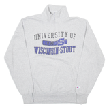 CHAMPION University Of Wisconsin Mens Sweatshirt Grey 1/4 Zip 90s USA M