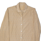 Womens Shirt Beige Collared Long Sleeve Striped L