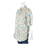 EIFIE Womens Blouse Shirt White Collared Floral M