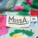 MISS A Womens Shirt Blue Collared Floral M