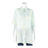 ELLEGANCE Semi Sheer Womens Shirt Blue Collared Floral UK 16
