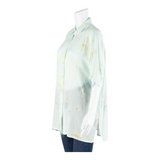 ELLEGANCE Semi Sheer Womens Shirt Blue Collared Floral UK 16