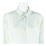 ELLEGANCE Semi Sheer Womens Shirt Blue Collared Floral UK 16