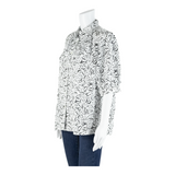 C&A Womens Printed Blouse White Collared Spotted L