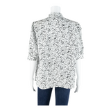 C&A Womens Printed Blouse White Collared Spotted L