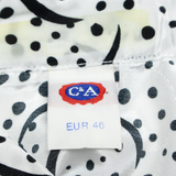 C&A Womens Printed Blouse White Collared Spotted L