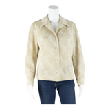 Blazer Style Womens Blouse Shirt Cream Collared Long Sleeve Floral M