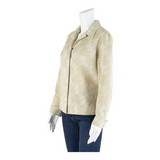 Blazer Style Womens Blouse Shirt Cream Collared Long Sleeve Floral M