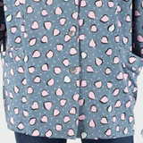 Womens Shirt Blouse Blue Collared Long Sleeve Crazy Pattern L