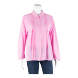 SERGIO DI LAURENTI Semi Sheer Womens Blouse Shirt Pink Collared Long Sleeve M