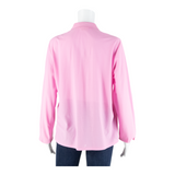 SERGIO DI LAURENTI Semi Sheer Womens Blouse Shirt Pink Collared Long Sleeve M