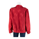 CHARLES VOGELE Womens Blouse Red Collared Long Sleeve 90s Floral UK 14