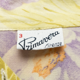 PRIMAVERA Womens Printed Shirt Yellow Collared Long Sleeve Viscose Floral L