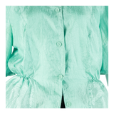 Womens Blouse Blue Collared 3/4 Sleeve L