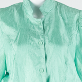 Womens Blouse Blue Collared 3/4 Sleeve L