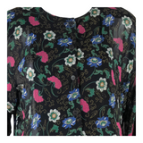 MZIO Womens Printed Blouse Black Long Sleeve Floral L