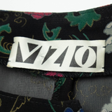 MZIO Womens Printed Blouse Black Long Sleeve Floral L