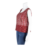 Womens Printed Top Red Sleeveless Floral M