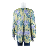 Stretch Womens Printed Top Green 3/4 Sleeve Floral L
