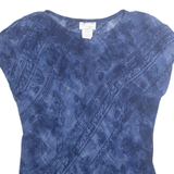 JEFFREY DEUR Womens Printed Top Blue Sleeveless Floral M