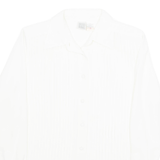 C.L.E.O Womens Blouse Cream Collared Long Sleeve M