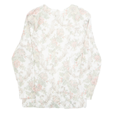 DAWN JOY Womens Printed Shirt White Collared Long Sleeve Floral M