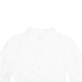 WALDORFF Womens Cropped Top White V-Neck Long Sleeve M