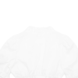 WALDORFF Womens Cropped Top White V-Neck Long Sleeve M