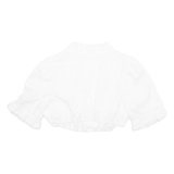 WALDORFF Womens Cropped Top White V-Neck Long Sleeve M