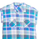 TOMMY HILFIGER Womens Printed Top Blue Collared Sleeveless Plaid M