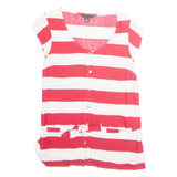 TOMMY HILFIGER Womens Printed Top Red Sleeveless Striped S