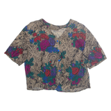 Womens Printed Blouse Brown V-Neck Floral M