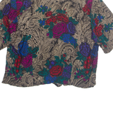 Womens Printed Blouse Brown V-Neck Floral M