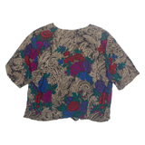 Womens Printed Blouse Brown V-Neck Floral M