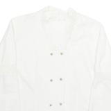 Womens Blouse White V-Neck Long Sleeve M