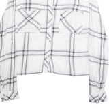 TALLY WEIJL Womens Cropped Blouse White Collared Long Sleeve Plaid S