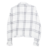TALLY WEIJL Womens Cropped Blouse White Collared Long Sleeve Plaid S