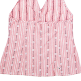 EDELWEISS TREND Womens Printed Top Pink Collared Sleeveless Crazy Pattern M