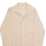 M TREND Womens Bardot Blouse Beige Collared Long Sleeve L