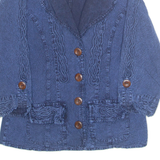 GIOCAM Womens Blouse Blue V-Neck Long Sleeve M