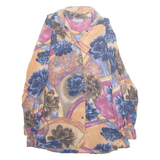 TREND ESSA Womens Printed Blouse Purple Collared Long Sleeve Floral L