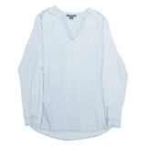 ESMARA Womens Blouse Blue V-Neck Long Sleeve M