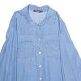 TODAY Womens Blouse Blue Collared Long Sleeve L