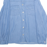 TODAY Womens Blouse Blue Collared Long Sleeve L