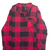 JEAN PASCALE Womens Printed Blouse Red Collared Long Sleeve Check L