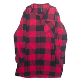 JEAN PASCALE Womens Printed Blouse Red Collared Long Sleeve Check L