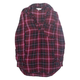 NUTMEG Womens Printed Blouse Red V-Neck Long Sleeve Plaid S