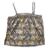 Womens Camisole Top Black Sleeveless Silk Crazy Pattern L