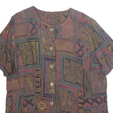 Womens Printed Blouse Brown Crazy Pattern XL